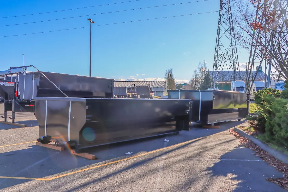 Roll-off dumpster ready for waste disposal at job site for Construction Dumpster Rental in Sanford